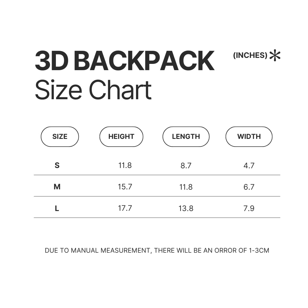 3D Backpack Size Chart - Basset Hound Gifts
