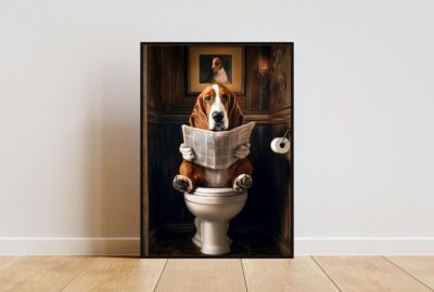 Basset Hound Toilet Bathroom Portrait Wall Art