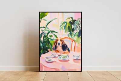 Basset Hound Retro Oil Painting Dining Wall Art