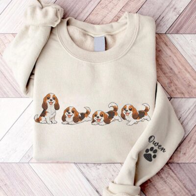 Basset Hound Playing Embroidered Sweatshirt