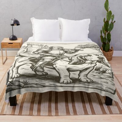 Basset Hound Retro Design Throw Blanket