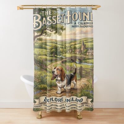 Basset Hound Minimalist Design Shower Curtain