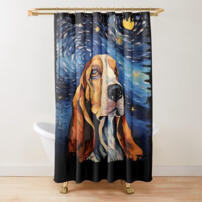 Basset Hound Vintage Illustration Shower Curtain