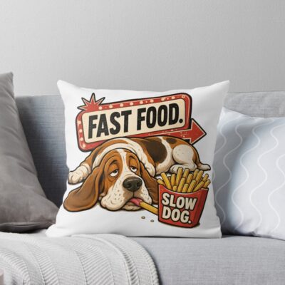 Basset Hound Signature Illustration Throw Pillow