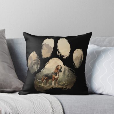 Basset Hound Graphic Illustration Throw Pillow