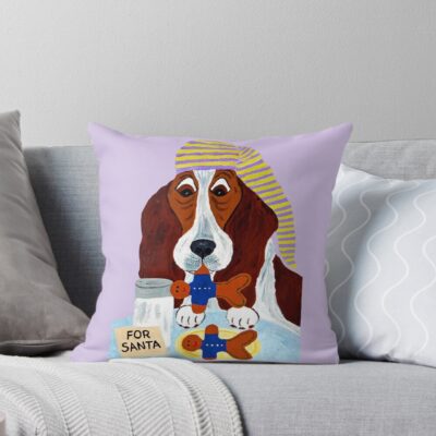 Basset Hound Modern Illustration Throw Pillow