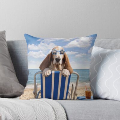 Basset Hound Heritage Artwork Throw Pillow